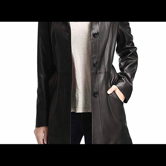 Women Leather Coat - Picture 3 of 5
